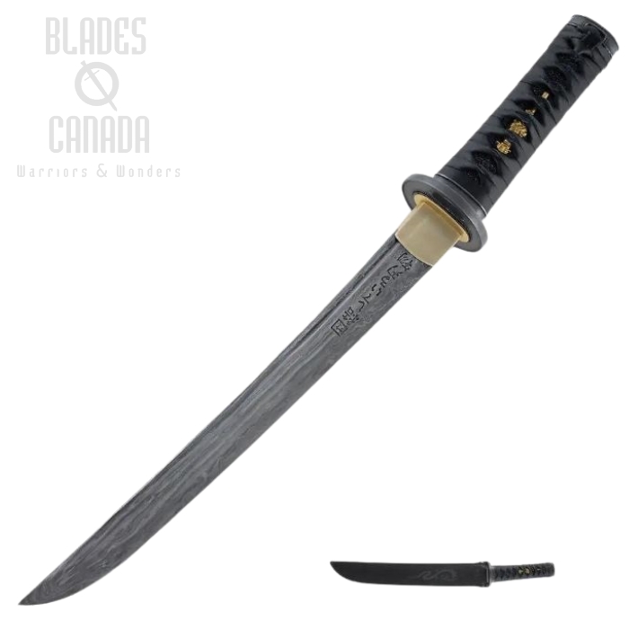 Shikoto Hand Forged Samurai Yoru Dragon Tanto, Damascus Steel, UC2633